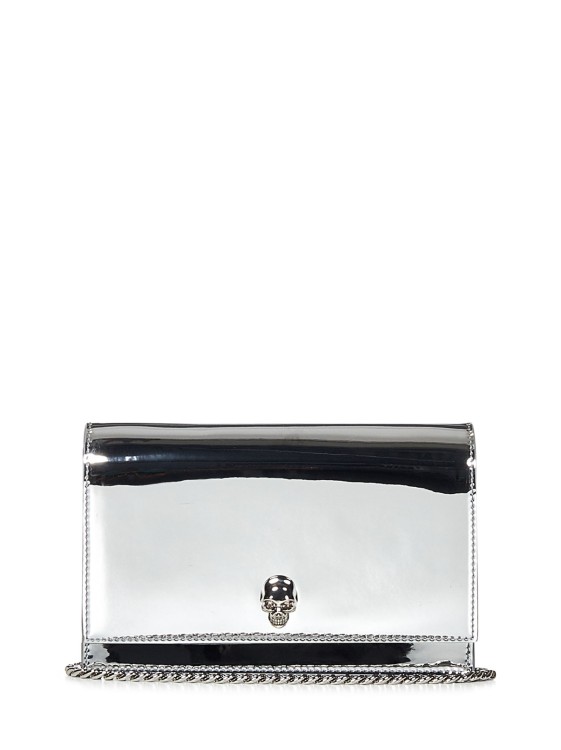Alexander Mcqueen Small Silver Mirror Effect Eco-leather Shoulder Bag In White