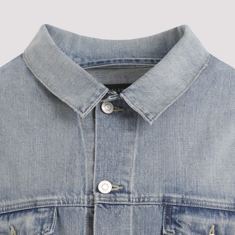 Shop Balenciaga Off Shoulder Blue Cotton Jacket In Grey