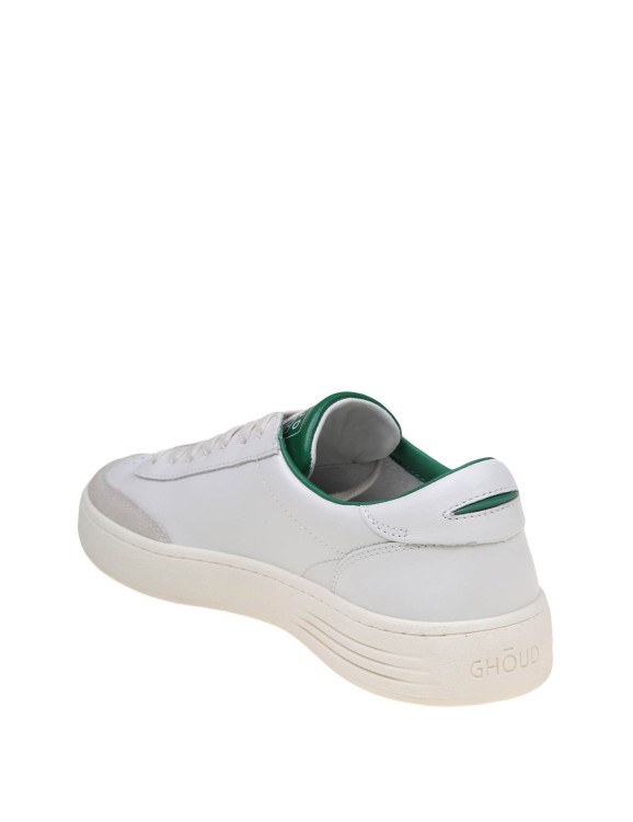 Shop Ghoud Lido Low Sneakers In White/green Leather And Suede