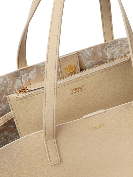 Shop Versace Beige Virtus Bag In Neutrals