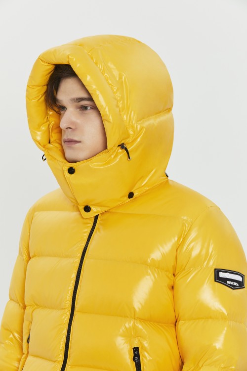 Shop Duvetica Down Puffer Jacket With Detachable Hood In Yellow