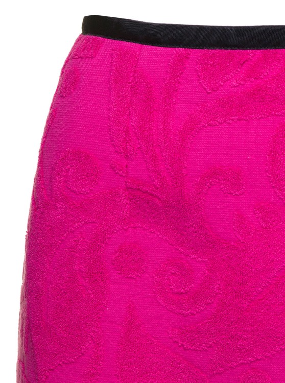 Shop Marine Serre Fuchsia Miniskirt With All-over Jacquard Motif In Cotton In Pink