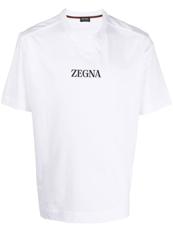 Shop Zegna Logo Print White T-shirt