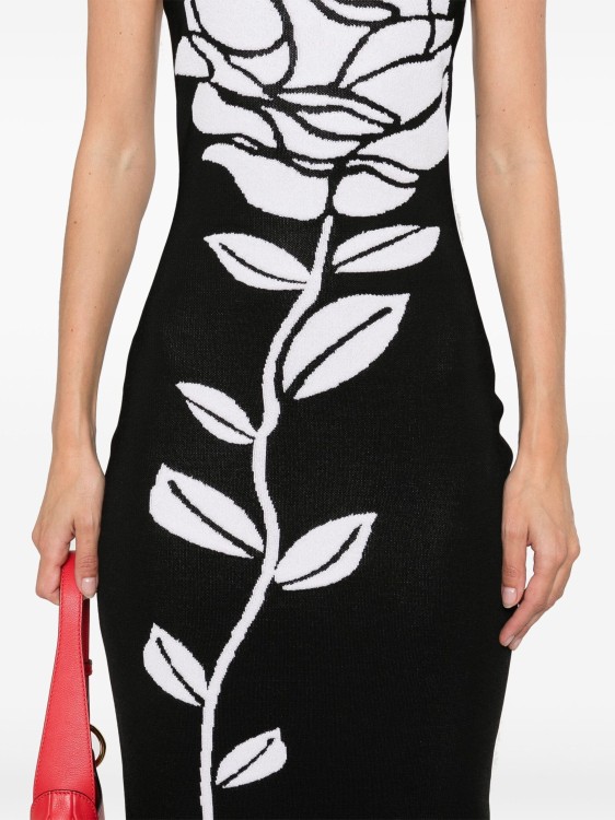 Shop Balmain White/black Floral-jacquard Maxi Dress