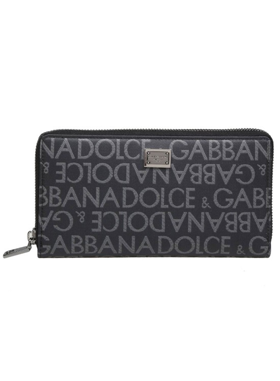 Dolce & Gabbana Jacquard Fabric With Logo Wallet In Grey