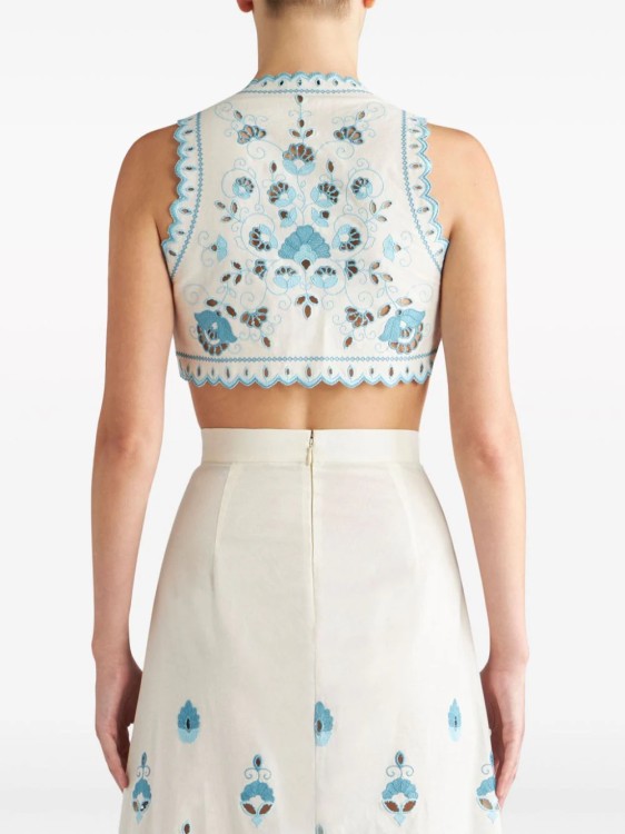 Shop Etro White Floral-embroidery Top