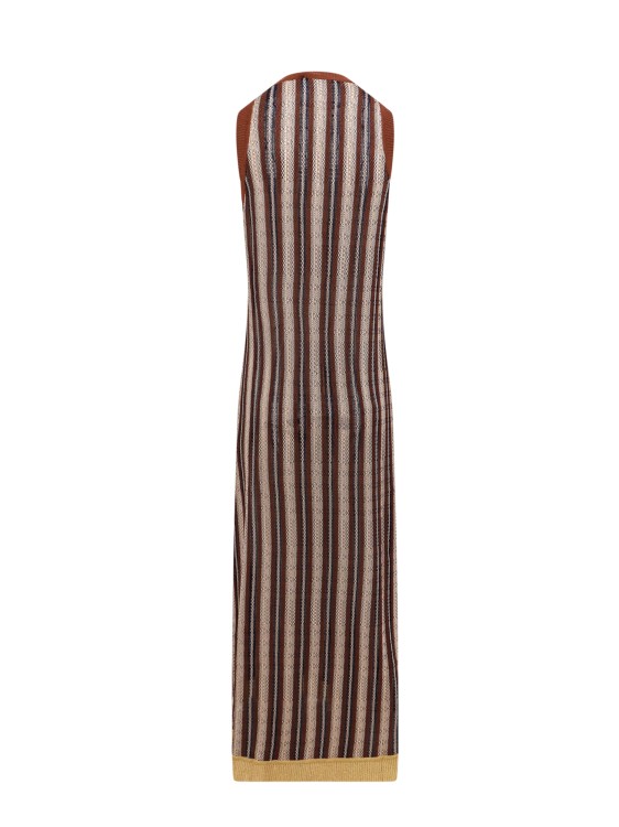 Shop Erika Cavallini Sleeveless Striped Viscose Dress In Grey