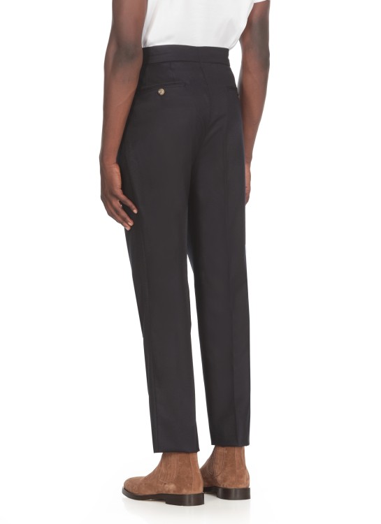 Brunello Cucinelli Men Virgin Wool Trousers With Pinces In Blue