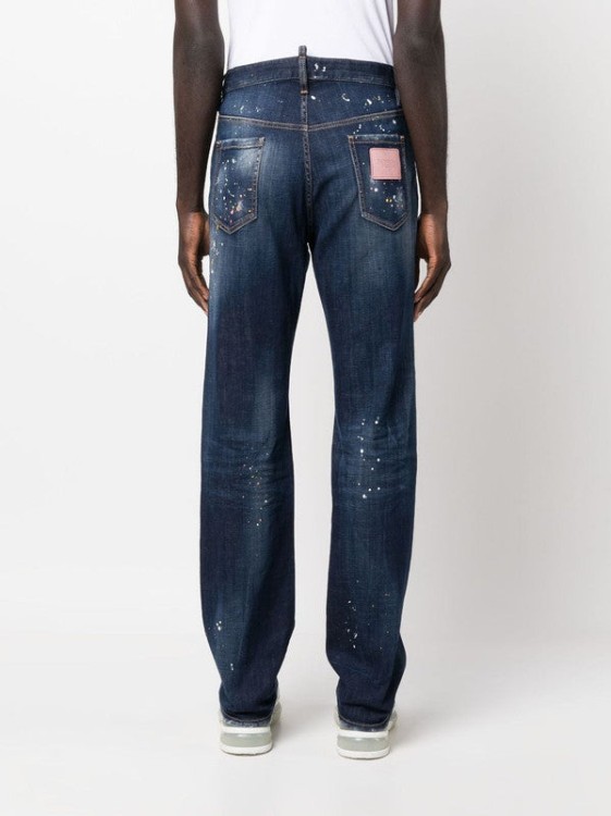 Shop Dsquared2 Twimphony Paint-splatter Straight-leg Denim Jeans In Black