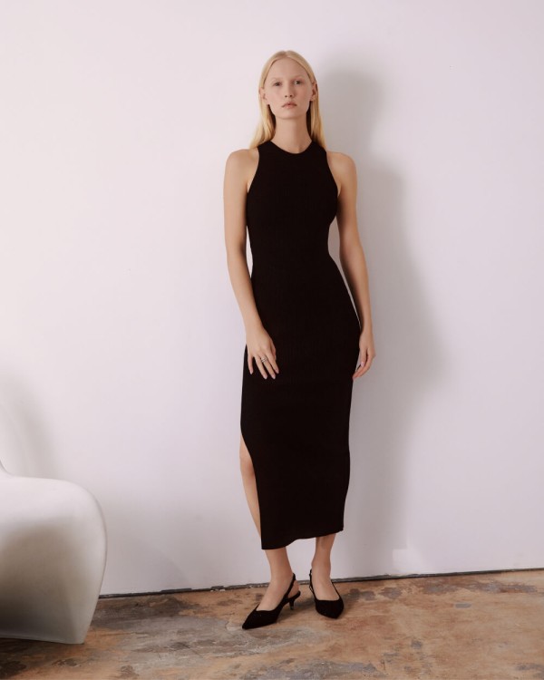 Shop Ether Rigel Dress With Open Back In Black