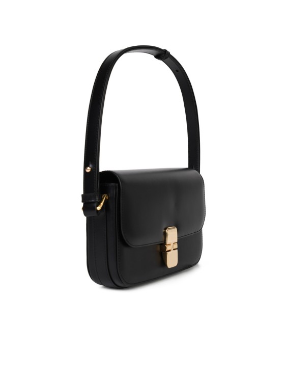 Shop Apc Grace Bguette' Black Smooth Leather Crossbody Bag