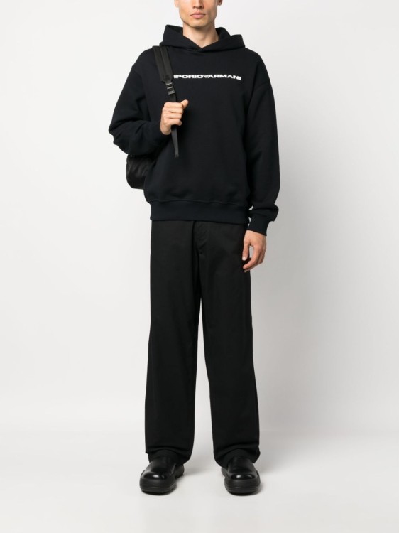 Shop Emporio Armani Black Wide-leg Cotton Trousers