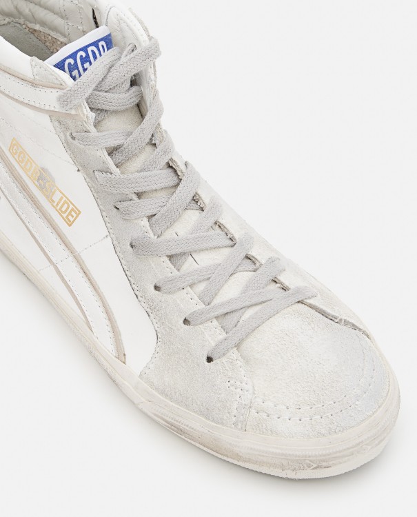 Golden Goose Leather And Suede Slide Sneakers In White