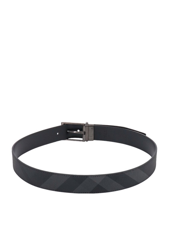 Shop Burberry Coated Canvas And Leather Belt With Check Motif In Black