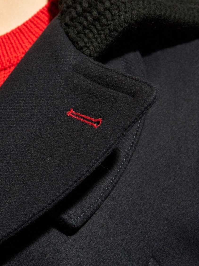 Dsquared2 Knit-panel Double-breasted Jacket In Blue