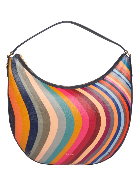 Shop Paul Smith Multicolor Striped Round Hobo Bag In Grey
