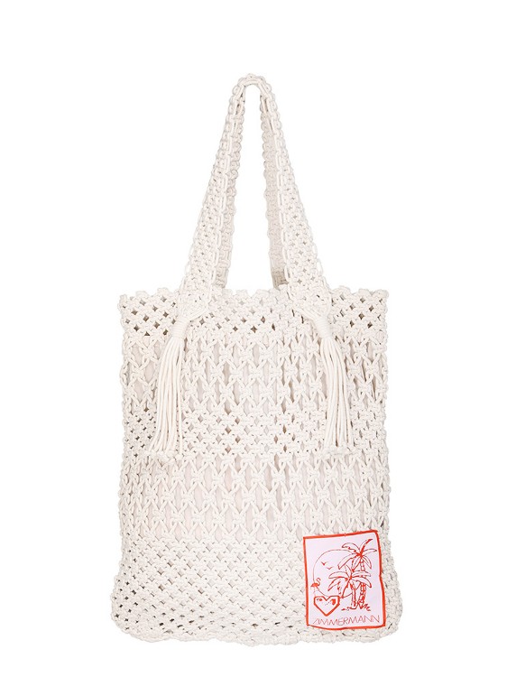 Shop Zimmermann Crochet Cotton Shoulder Bag In Neutrals