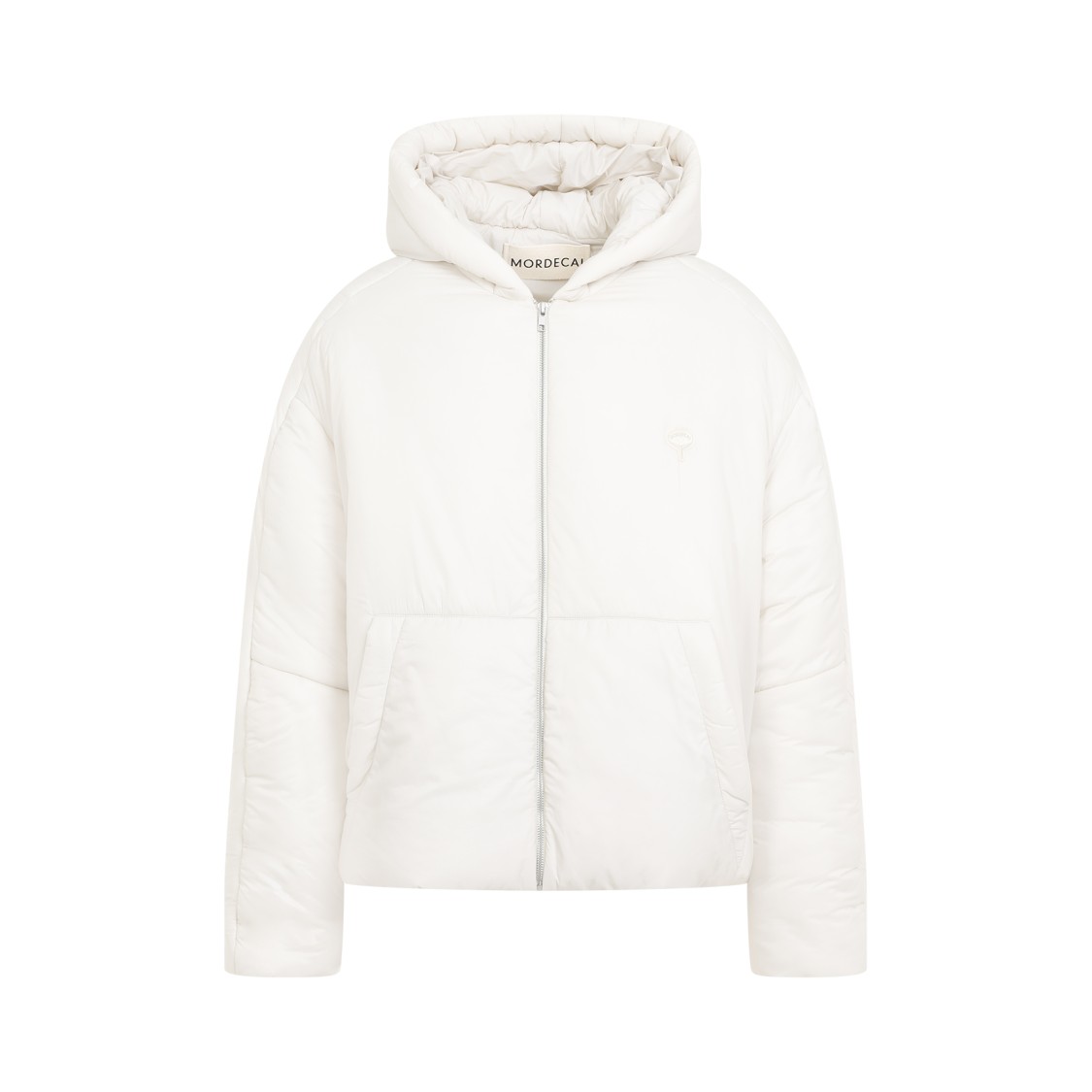 Mordecai Feather Down Jacket With Hood And Pockets In Neutrals