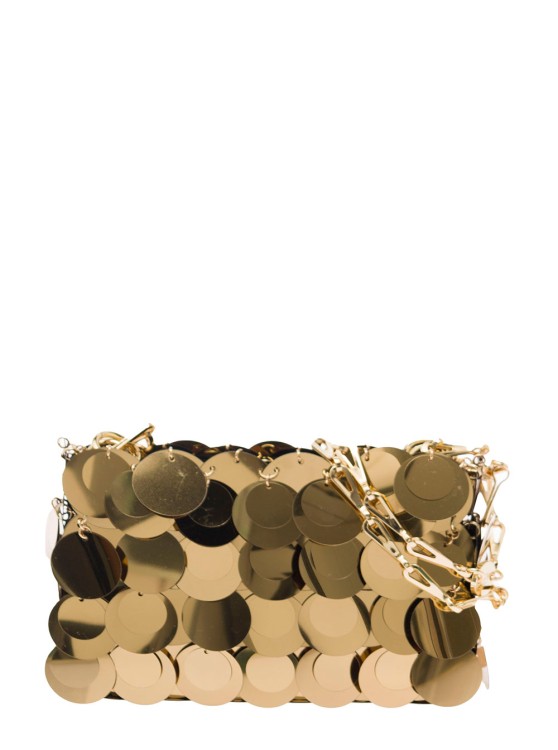 Shop Rabanne Sparkle Nano' Gold Tone Shoulder Bag With Macro Sequins In Metal In Brown