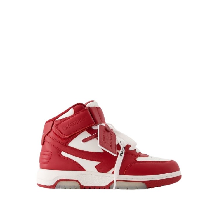 Shop Off-white Out Of Office Mid Top Sneakers - Leather - White/red