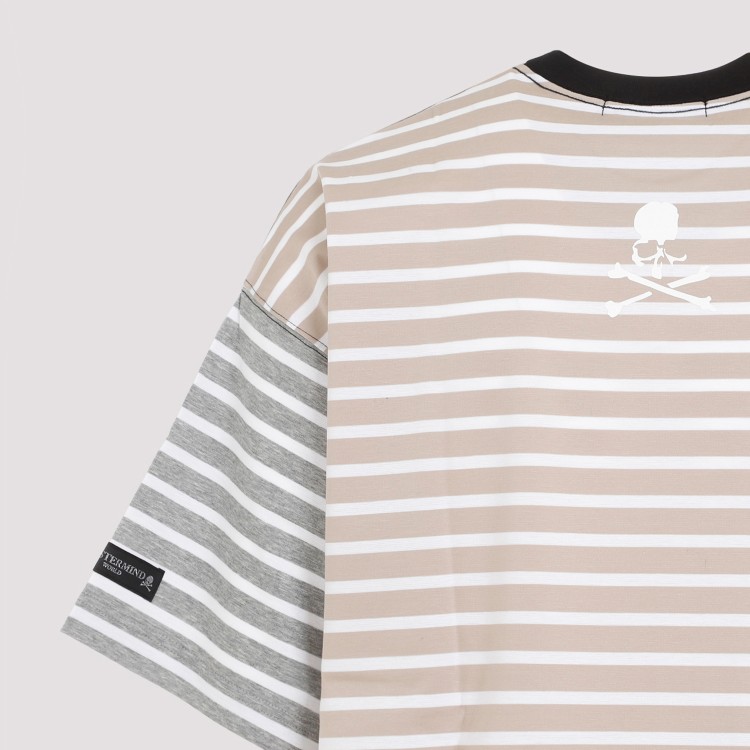 Shop Mastermind Japan Border Mix Cotton T-shirt In Grey