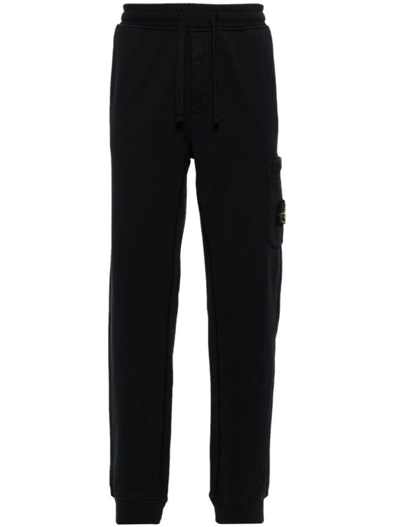 Shop Stone Island Compass Patch Cotton Track Pants In Black
