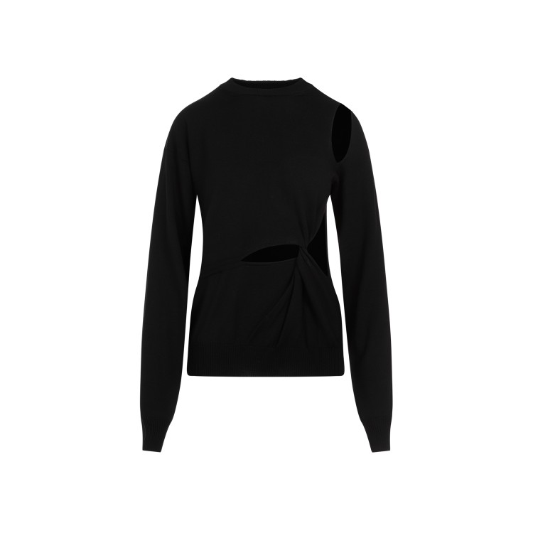 Shop Sportmax Holiday Cutout Black Virgin Wool Pullover