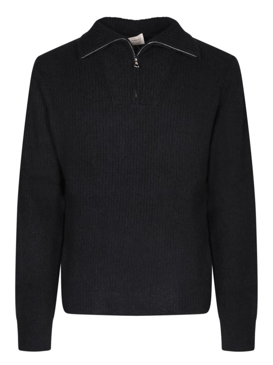Shop Officine Generale Half Zipped Collar Sweater In Black