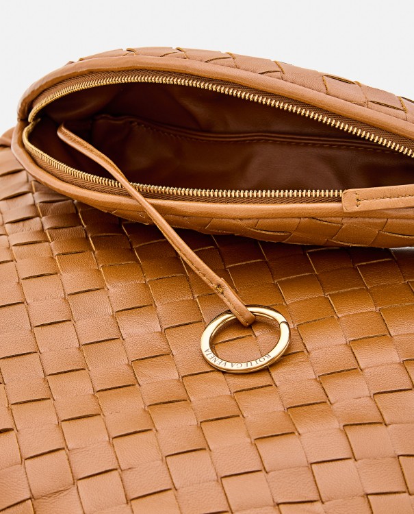 Shop Bottega Veneta Medium Gemelli Leather Shoulder Bag In Brown