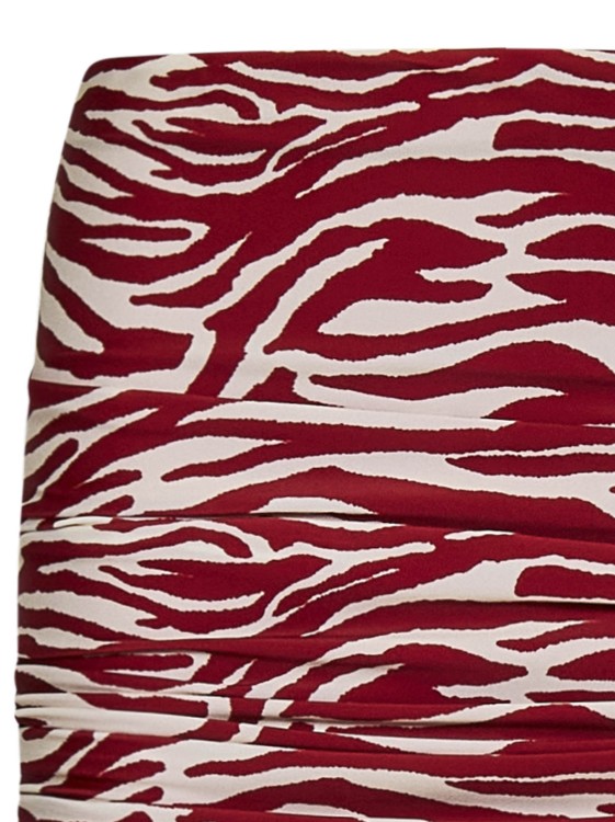Shop Attico Zebra-print Lycra Mini Skirt In Red