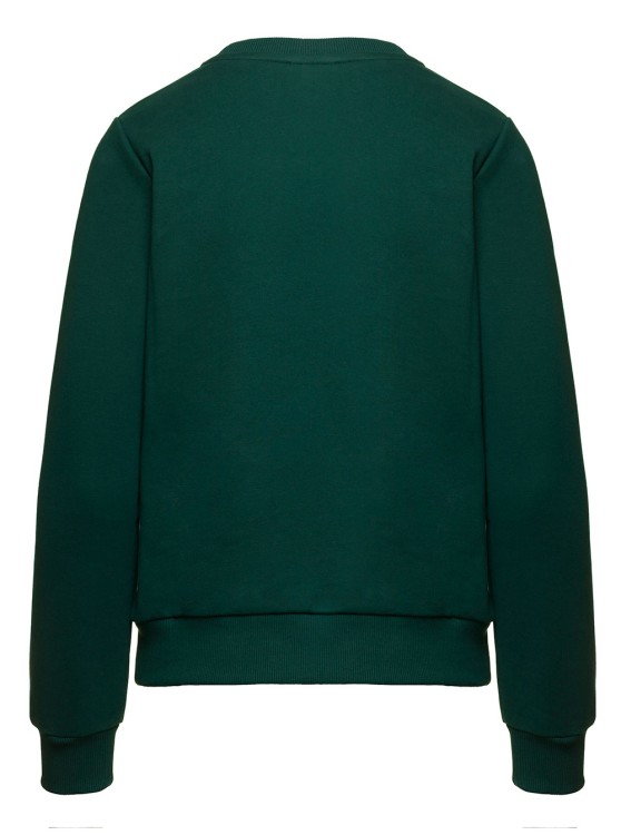 Shop Apc Madame' Green Crewneck Sweatshirt With Contrasting Logo Print In Cotton In Black