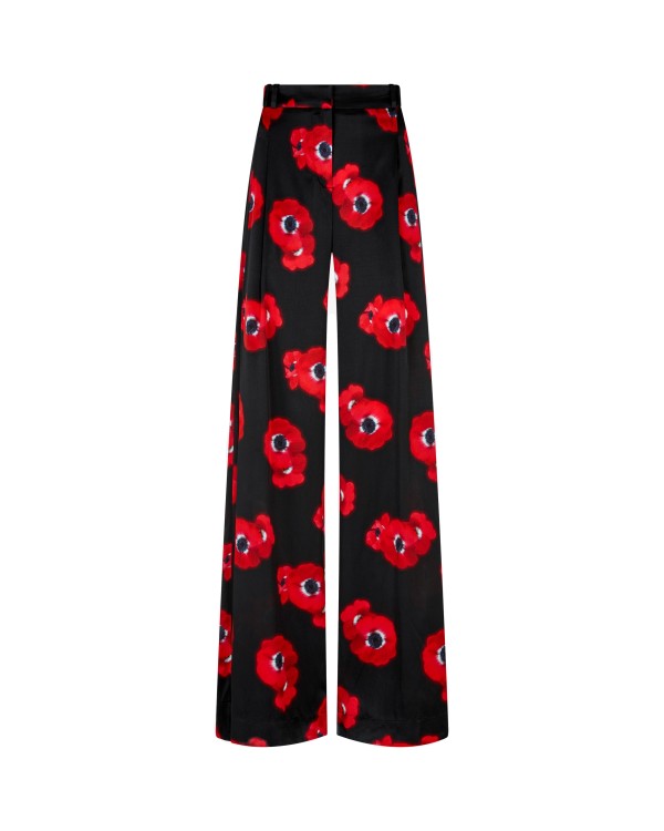 Shop Serena Bute Graphic Poppy Serena Wide Leg Trouser - Black/red