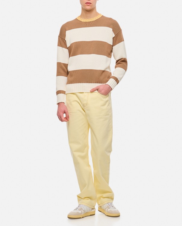 Shop Drumohr Stripe Crewneck Sweater In Neutrals