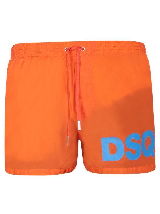 Shop Dsquared2 Max Logo Midi Orange Swim Shorts In Red