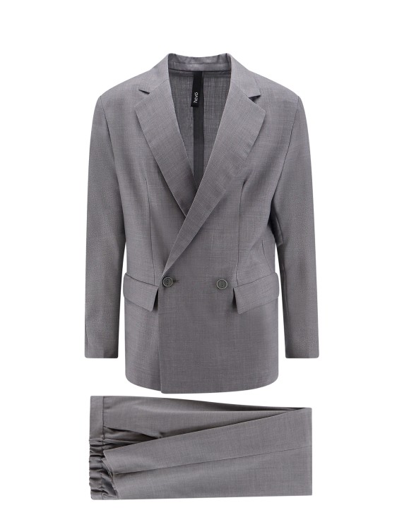 Shop Hevo Virgin Wool Suit With Logoed Buttons In Grey