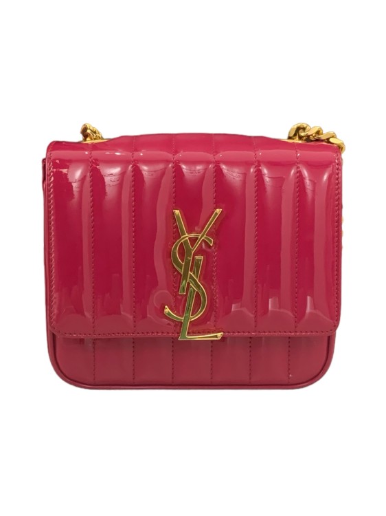 Shop Saint Laurent Vicky Fuchsia Paint Bag In Red