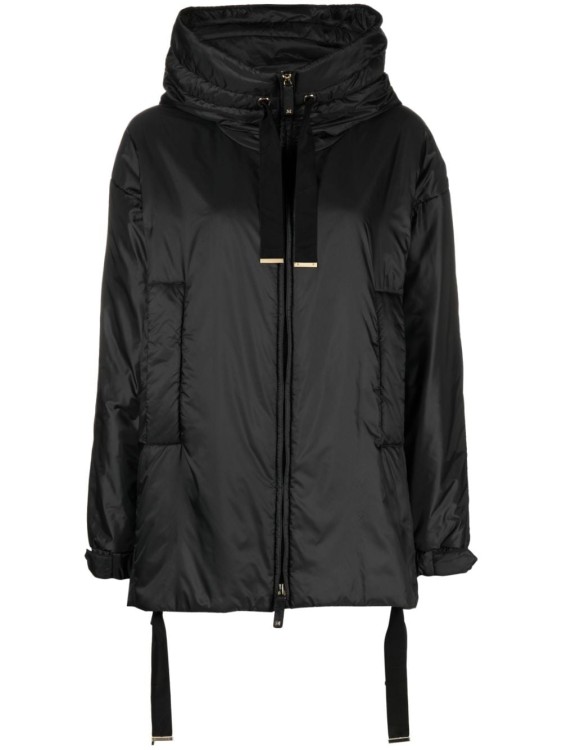 Shop Max Mara Drawstring-hooded Jacket In Black
