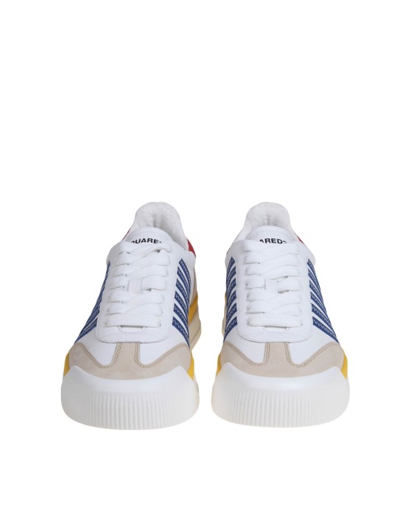 Shop Dsquared2 New Jersey Sneakers In White/blue Leather
