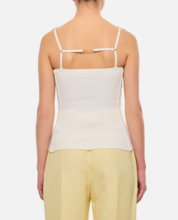 Shop Jacquemus Ribbed Knit Top In Neutrals