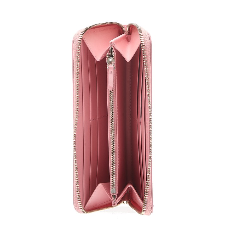 Shop Orciani Full Zip Pink Leather Wallet