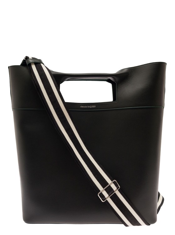 Alexander Mcqueen The Small Square Bow' Black Shopping Bag With A Cut-out Bow Section In Leather