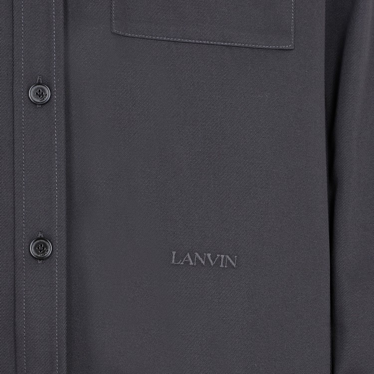 Shop Lanvin Twisted Cocoon Steel Cotton Overshirt In Grey