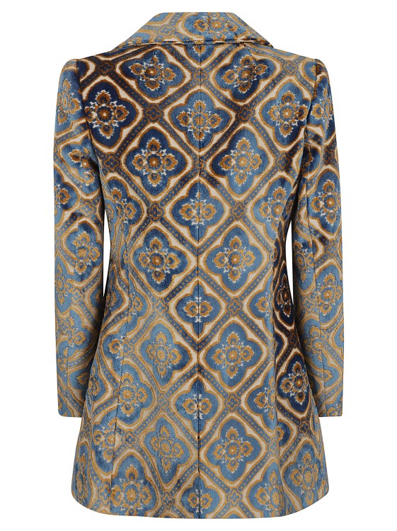 Shop Etro Floral-jacquard Double-breasted Coat In Grey