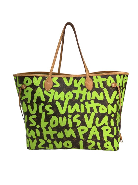 Pre-owned Louis Vuitton Neverfull Brown Canvas Bag In Green