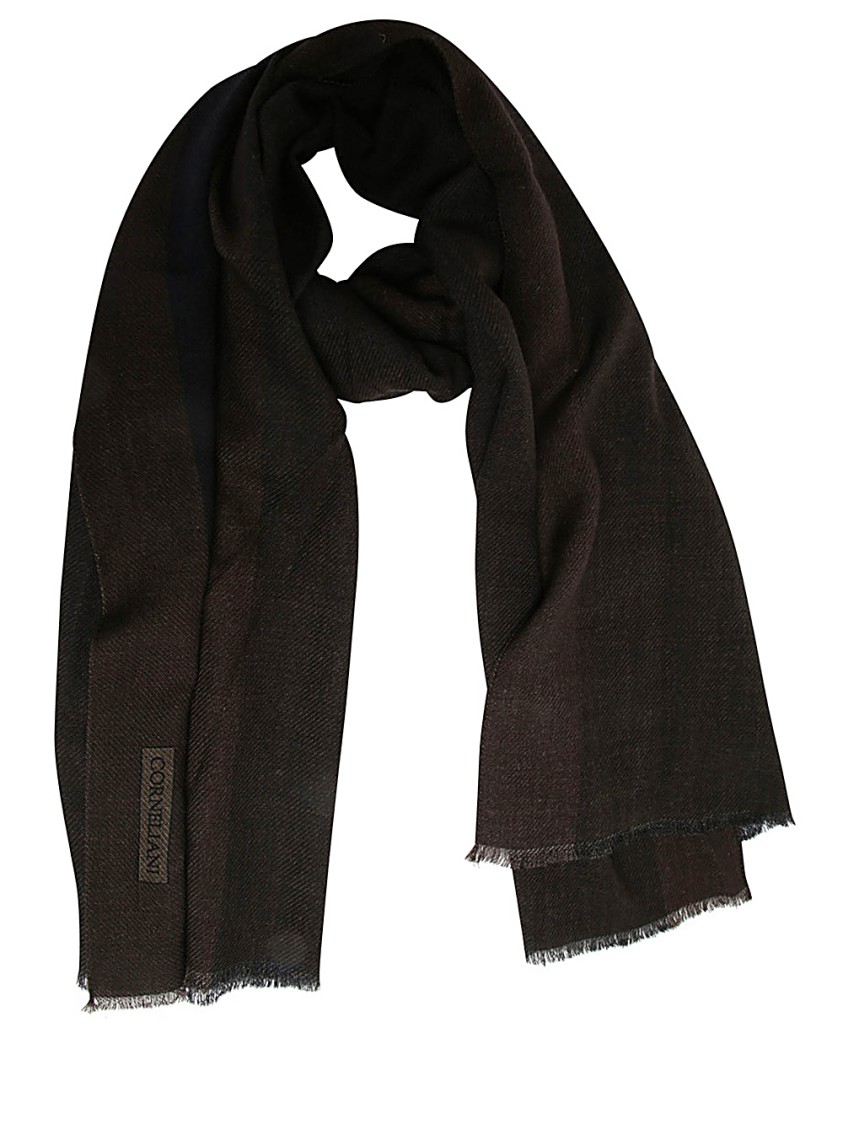 Corneliani Luxurious Wool Scarf With Sophisticated Finish And Frayed Edges In Multicolor