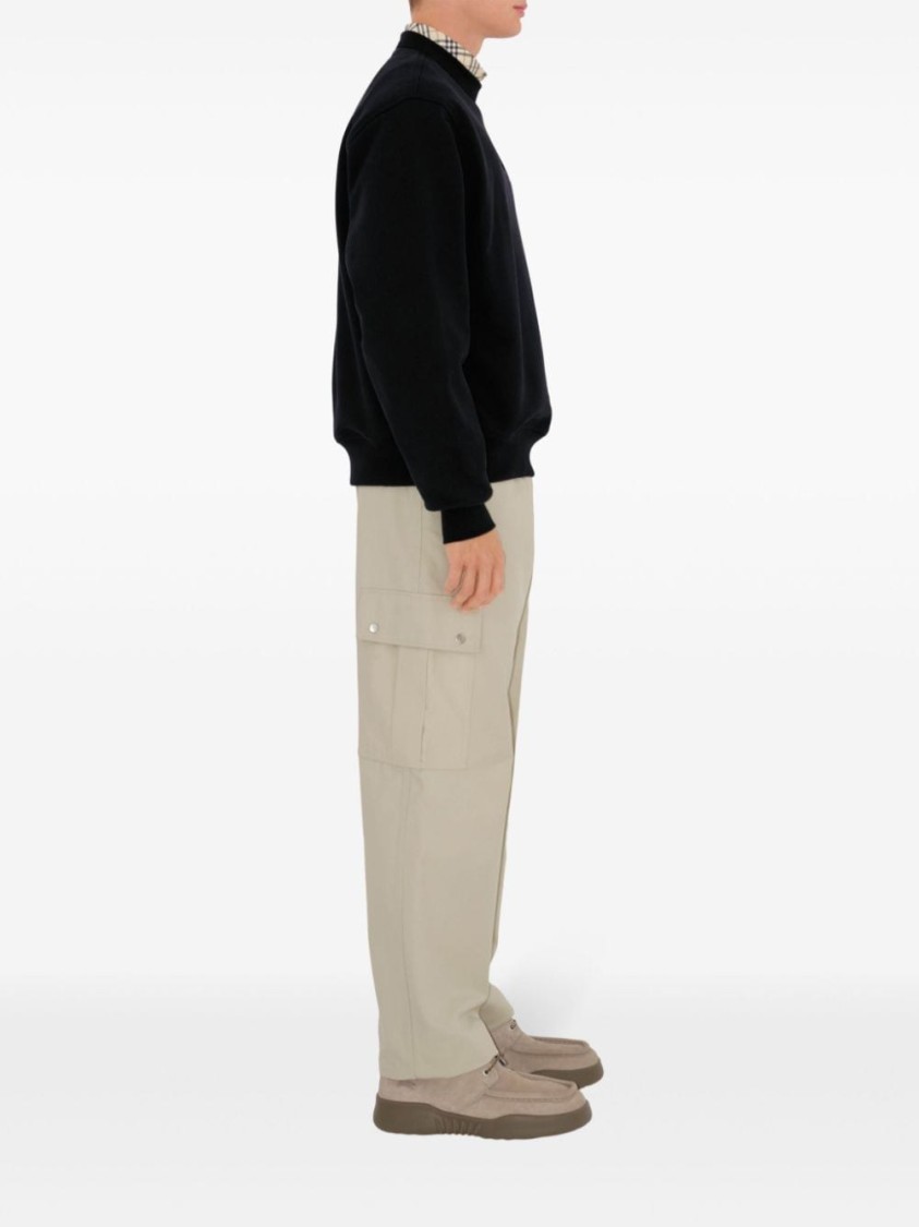 Burberry Black Logo Cotton Blend Sweatshirt In Black