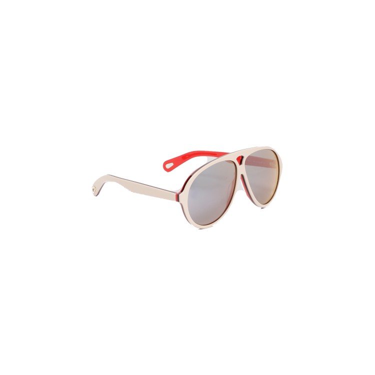 Shop Chloé Ivory Jasper Shield Sunglasses In Grey