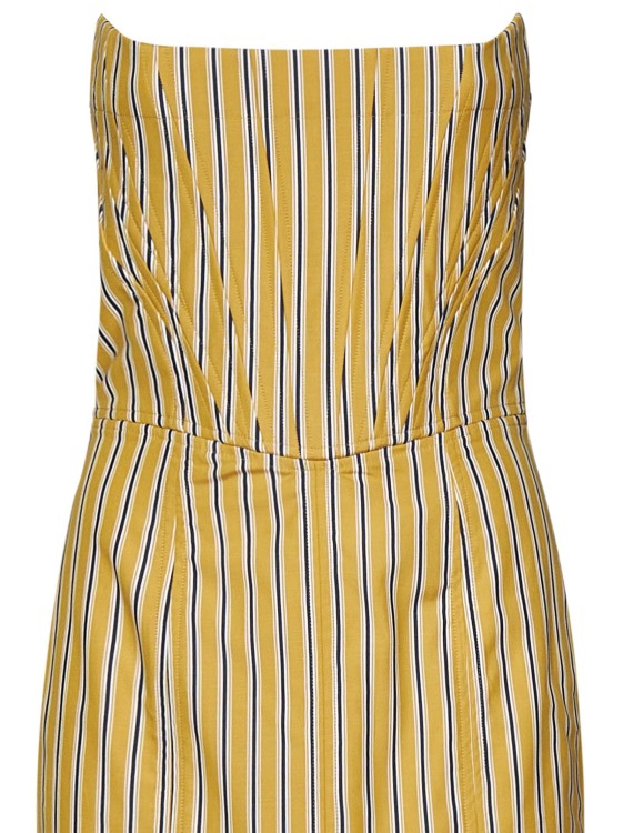 Shop Dsquared2 Preppy Striped Bustier Yellow Striped Cotton Mini Dress