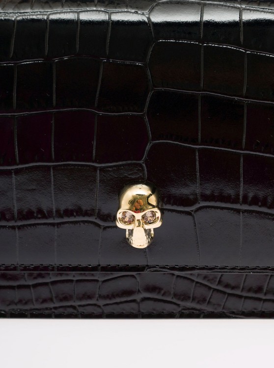 Shop Alexander Mcqueen Woman's Skull Crocodile Printed Leather Crossbody Bag In Black