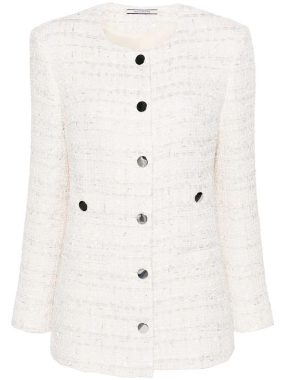 Shop Tagliatore Tweed Jacket In White
